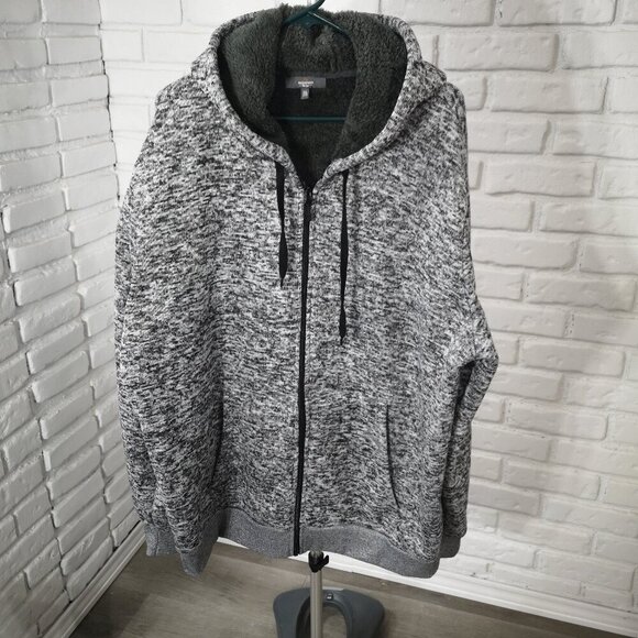 Mountain Ridge Men's Size 3XL Faux Fur Lined Grey Full Zip Jacket with Hood - Picture 1 of 9